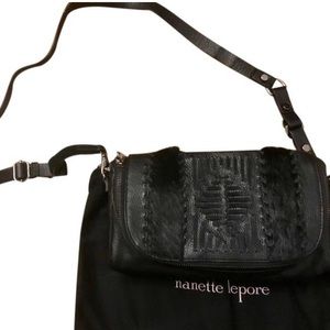 Nanette Lepore Leather Faux Fur Crossbody Bag